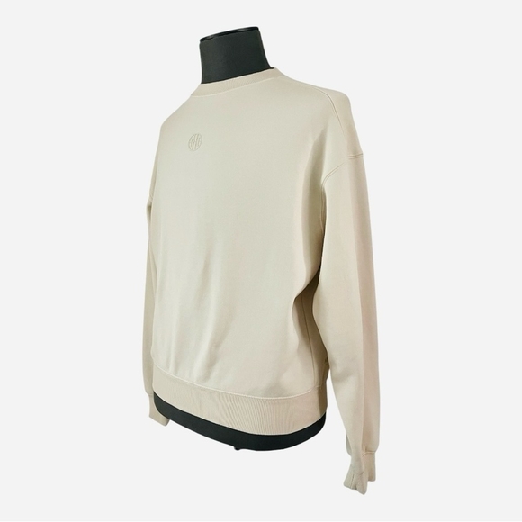 Men's Sweater Ninth Hall Fundamentals Cream Soft Crewneck Center Logo Sweatshirt - Picture 3 of 6